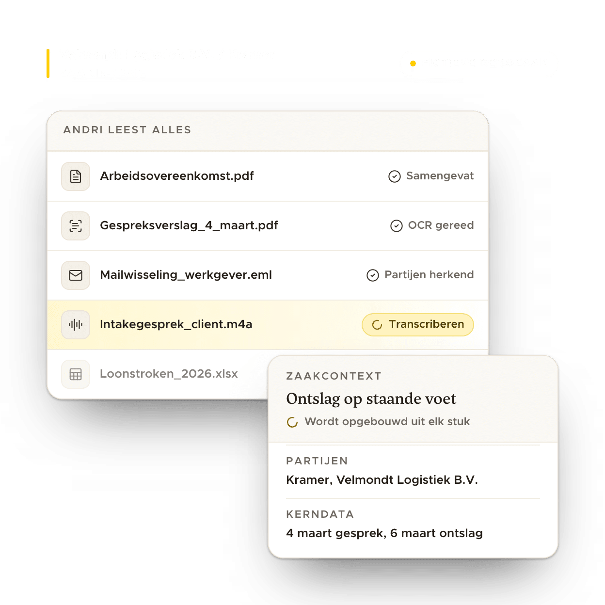 Case Intelligence - volledige dossier - AI functie